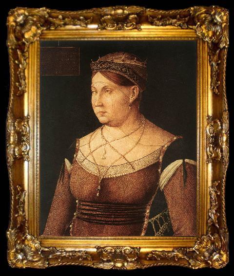 framed  BELLINI, Gentile Portrait of Catharina Cornaro, Queen of Cyprus 867, ta009-2